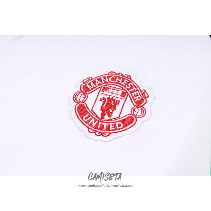 Chandal del Manchester United 2023-2024 Manga Corta Blanco y Negro - Pantalon Corto
